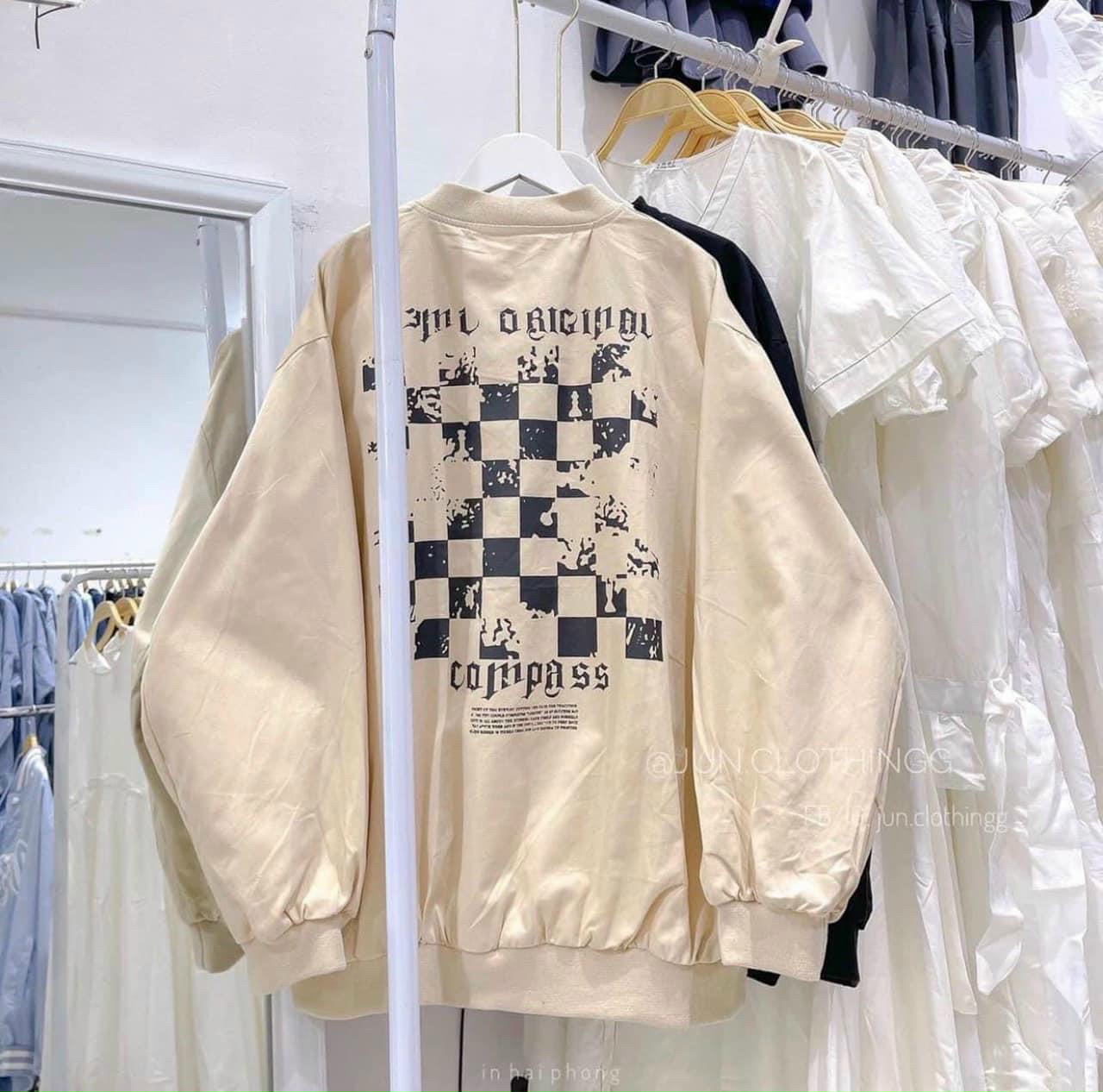 Áo khoác nhung bomber FM - JUNclothing, Áo khoác nhung 2 lớp dày đẹp logo thêu trẻ trung năng động, áo bomber jackets bóng chày nhung gân phối sọc caro from rộng quảng châu unisex ulzzang