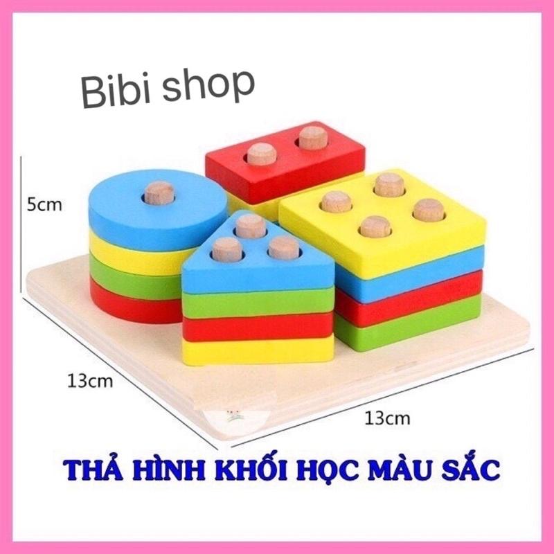 Bộ thả khối đa sắc màu tròn, vuông, tam giác, cho bé