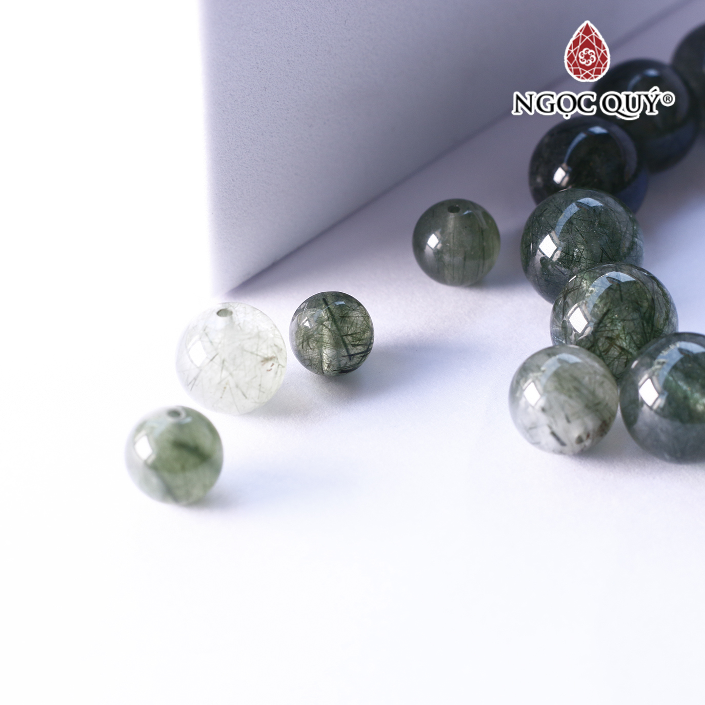 Hạt lẻ đá thạch anh tóc xanh mệnh hỏa, mộc - Ngọc Quý Gemstones