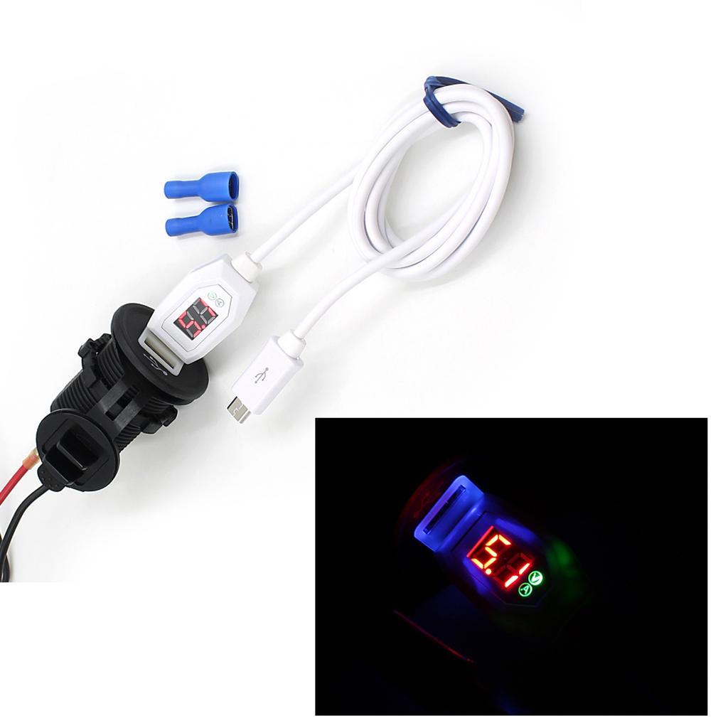 Motorcycle Waterproof Cigarette Lighter With USB Phone Charger LED Voltmeter