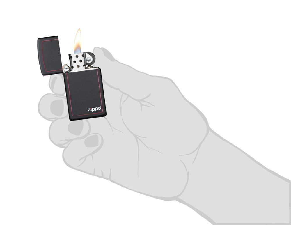 Bật Lửa Zippo Black Matte with Zippo Logo And Border Slim 1618ZB