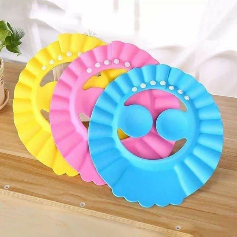 Mũ gội đầu tắm cho bé có bịt tai, điều chỉnh rộng chật