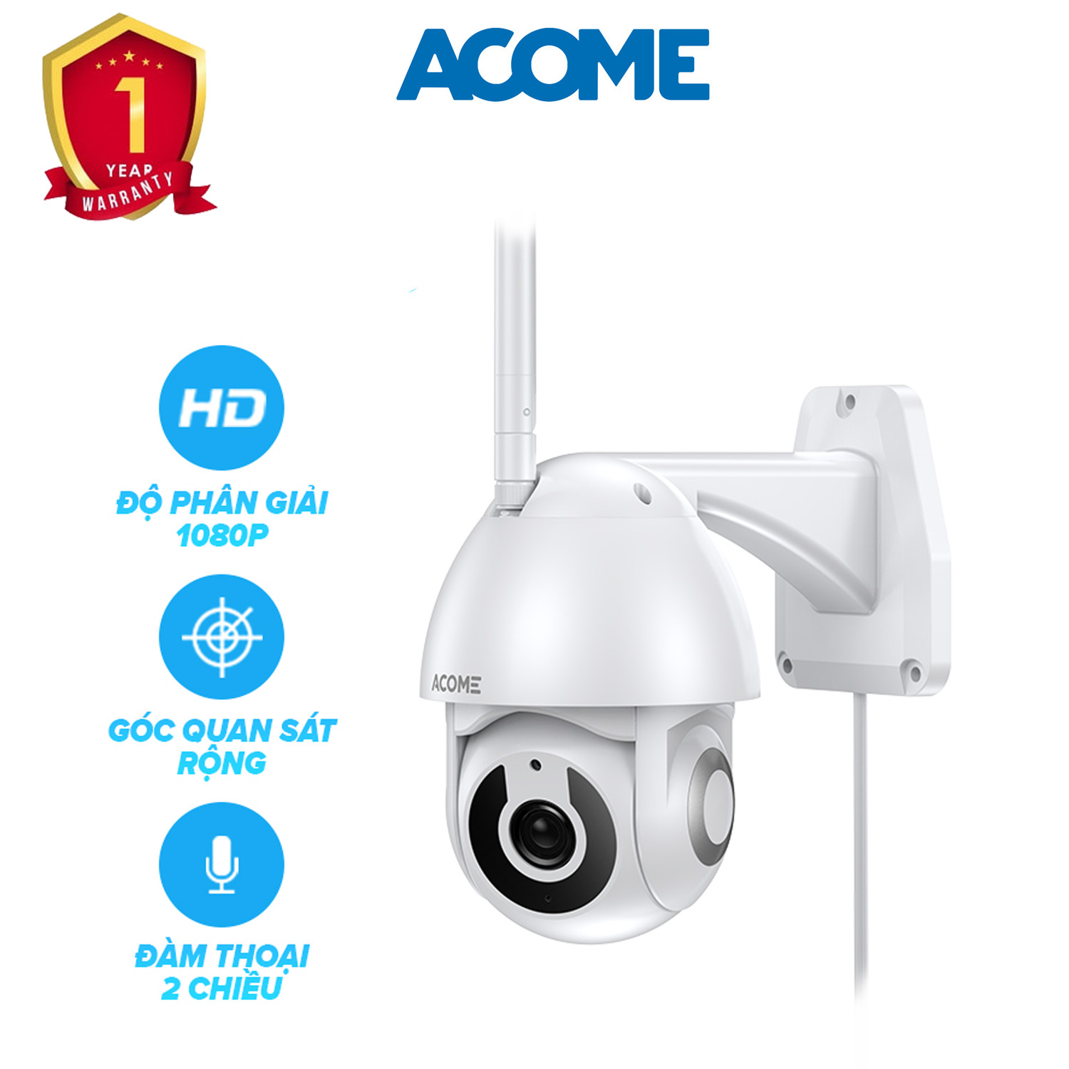 Camera IP Wifi Thông Minh Ngoài Trời ACOME APC02 - Độ Phân Giải 1080P - Hàng Chính Hãng