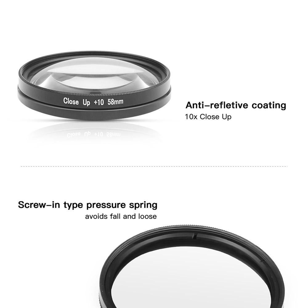 58mm Macro Lens 10x Magnification Close Up Lens for Gopro Hero 7 Black 6 5 Black Waterproof Case for GoPro Accessory