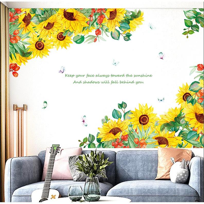 Decal dán tường trang trí - HOA HƯỚNG DƯƠNG MẪU MỚI