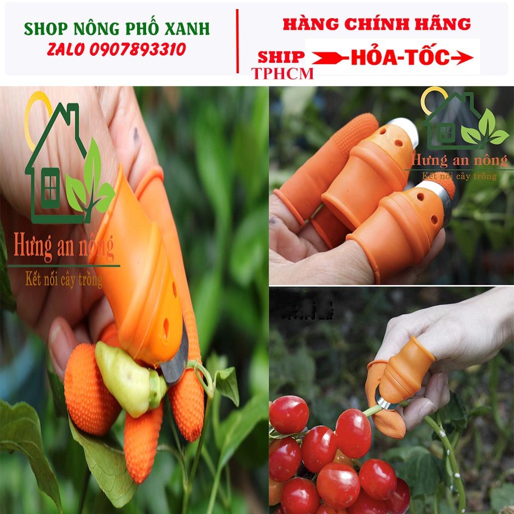 Bộ dụng cụ dao móng tay và bao tay xỏ ngón siêu tiện lợi hái rau thu hoặc trái làm bếp rất nhanh