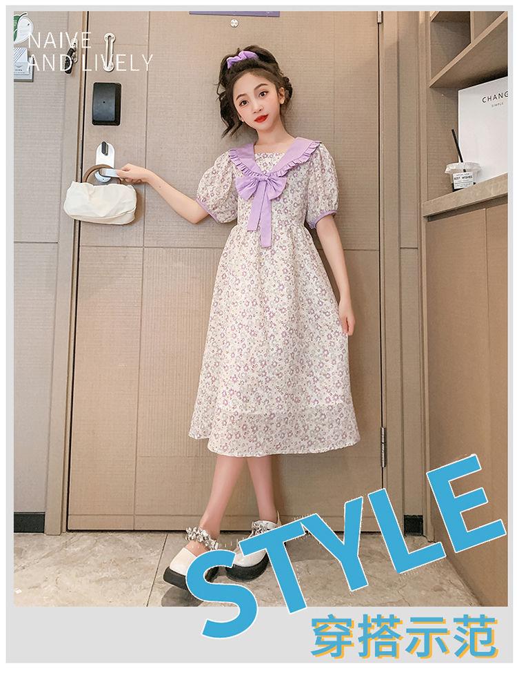 DONGSHOP HOT đầm trẻ em mùa hè cô gái phong cách bowknot váy 2023 váy công chúa vừa bé đầm hoa đầm
