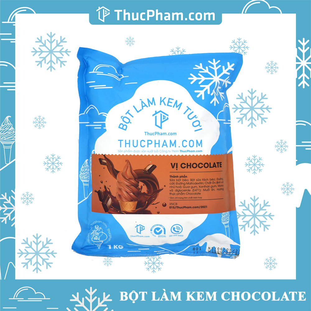 Combo 5 Gói Bột Làm Kem Tươi ThucPham.Com Vị Chocolate- Túi 1kg - Được Chứng Nhận HTQL An Toàn Thực Phẩm ISO 22000:2018