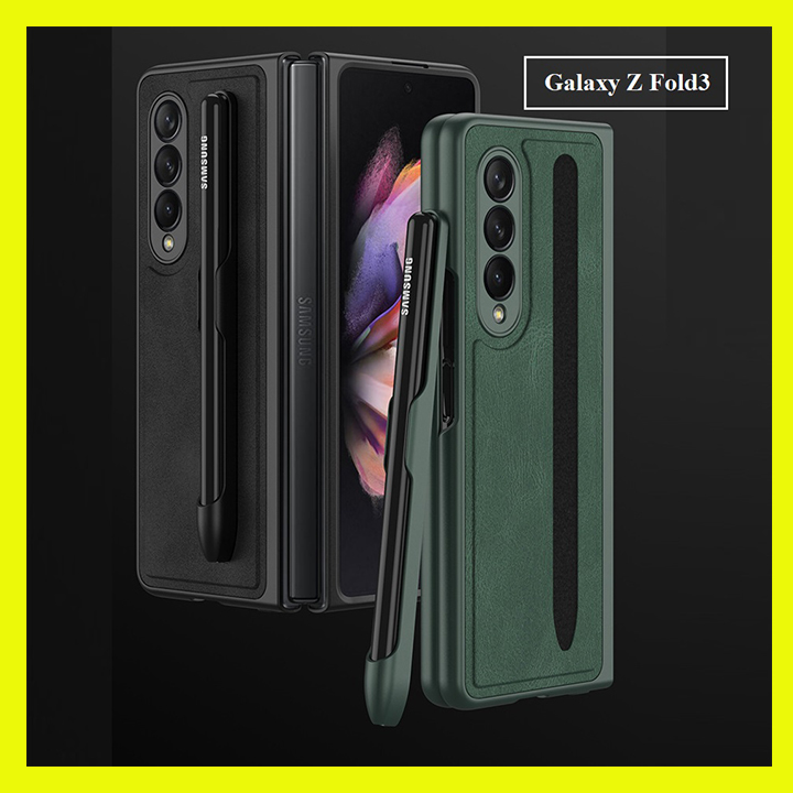 Ốp lưng da xịn dành cho SamSung Galaxy Z Fold3 kèm khay đựng bút có thể tháo rời tiện lợi