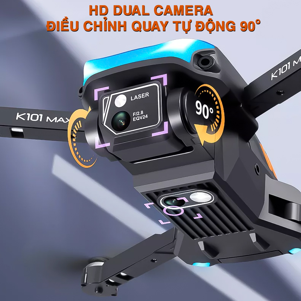 Máy Bay Điều Khiển Từ Xa Vinetteam Flycam K101 Max Camera Kép Quadcopter UAV Với Bản Nâng Cấp 720P/1080P/4K HD FPV GPS WiFi Cảm Biến Chướng Ngại Vật Chất Hơn F11 Pro 4k, Mavic 2 Pro, l900 Pro - Hàng Chính Hãng