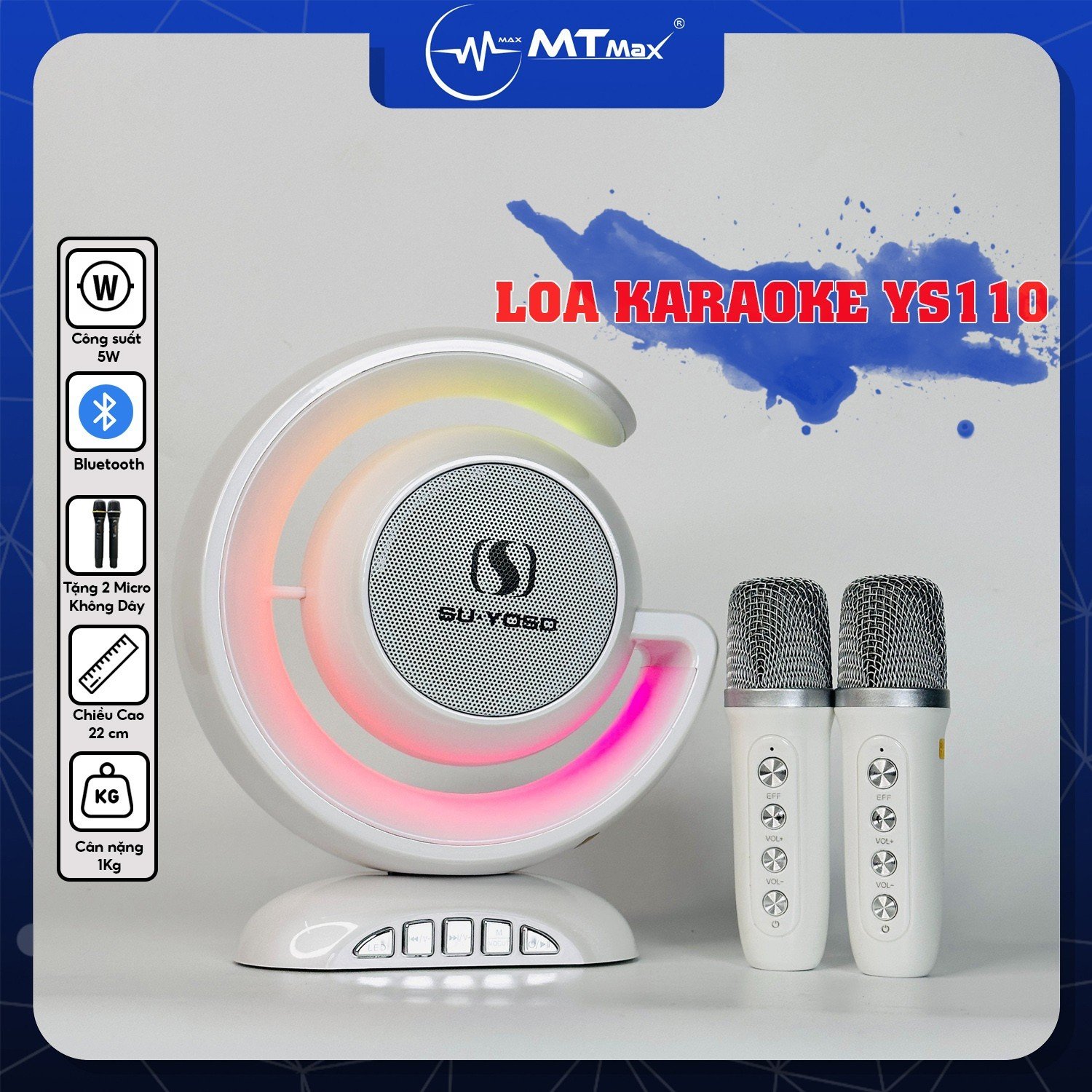 Loa Bluetooth YS110 - Tặng Kèm 2 Micro Không Dây, Hỗ Trợ Kết Nối Bluetooth. AUX. Khe Cắm Thẻ Nhớ TF, Sự Lựa Chọn Lý Tưởng Cho Những Ai Yêu Thích Âm Nhạc Hàng Chính Hãng