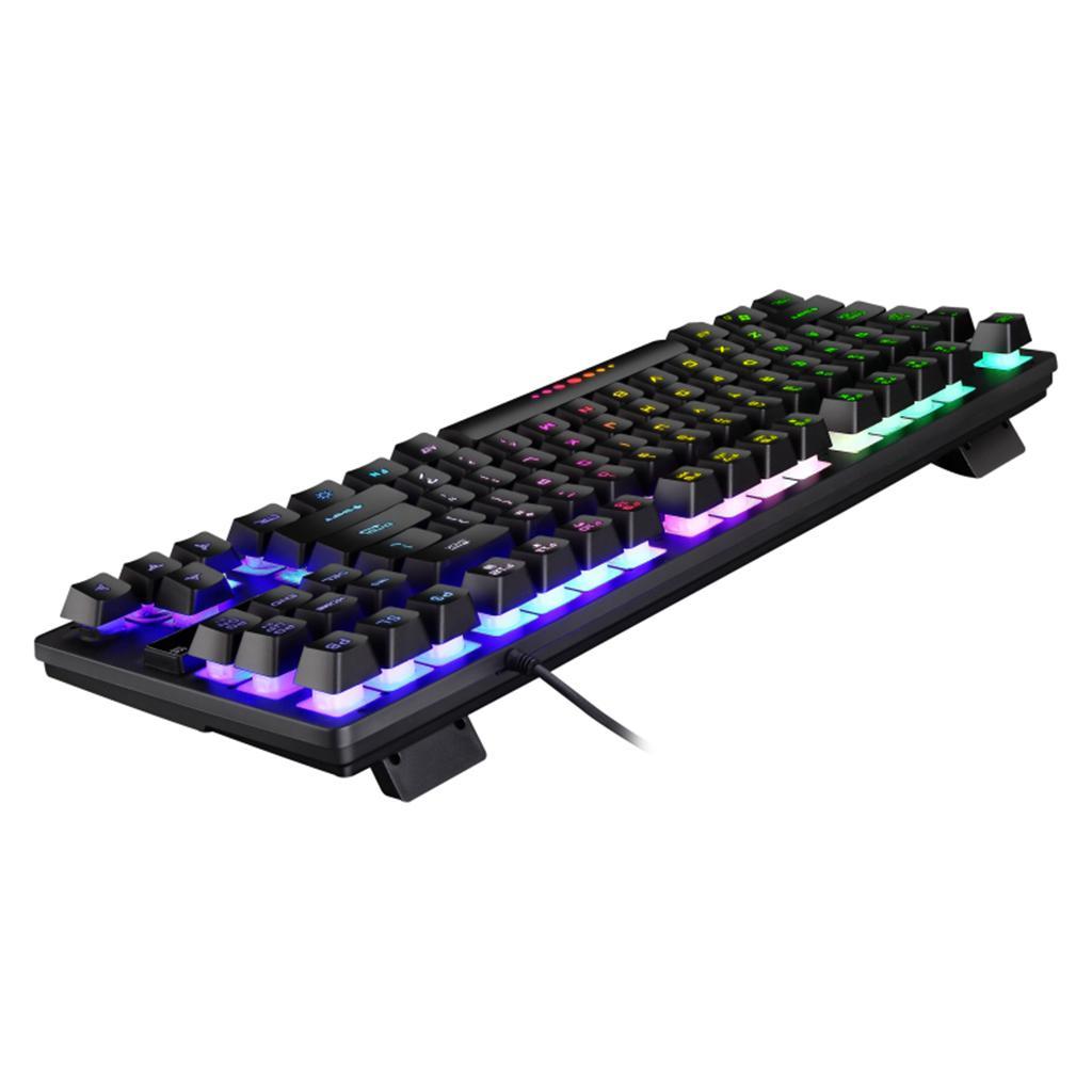2x USB Wired 87 Keys Mechanical Gaming Keyboard RGB Backlit for PC Gamers