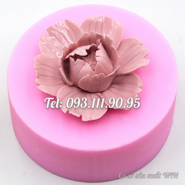 Khuôn rau câu silicon hoa mẫu đơn tầng cánh cúp loại 8 cm - Mã số 1636