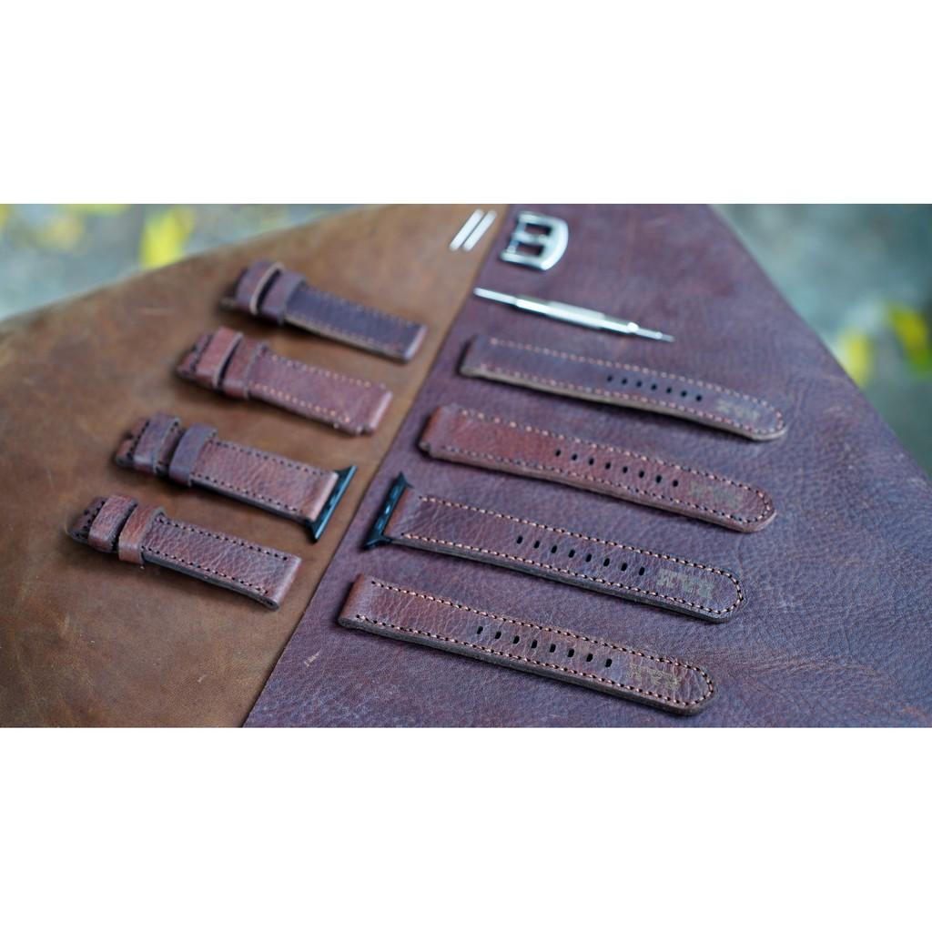 Dây đồng hồ RAM Leather da bò thật casio ae1200/seiko5 1951 nâu vân hạt