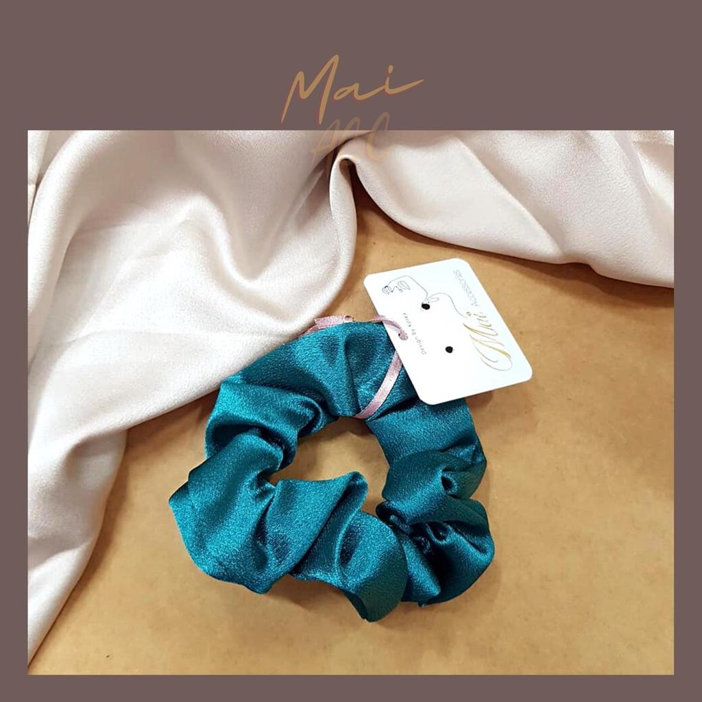 Dây buộc tóc Scrunchies vải lụa satin kim sa