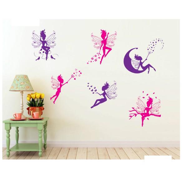 Decal trang trí tường - Cô Gái Thiên Thần Hồng Đen