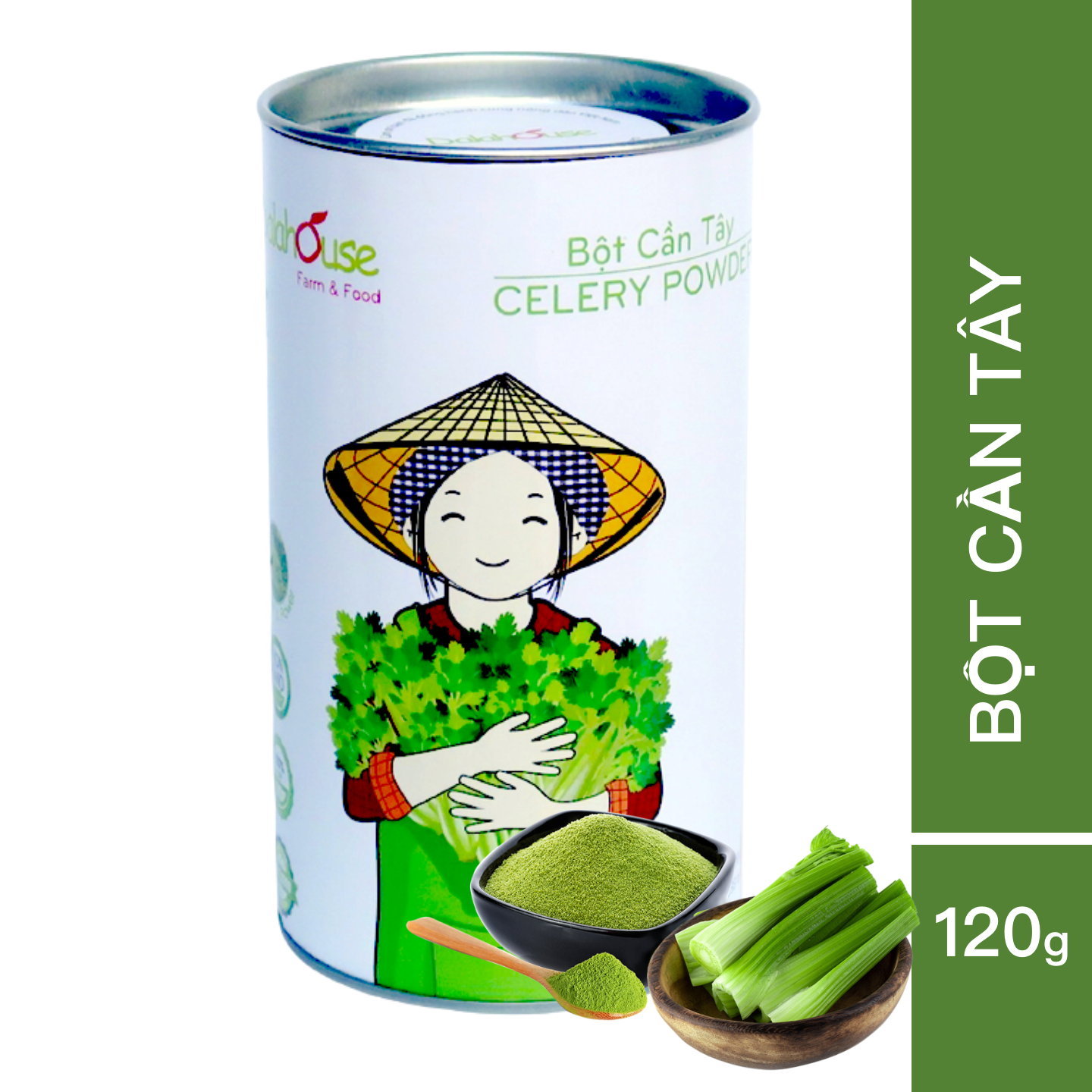 Bột cần tây nguyên chất sấy lạnh Dalahouse - Hỗ trợ giảm cân - Detox thanh lọc cơ thể