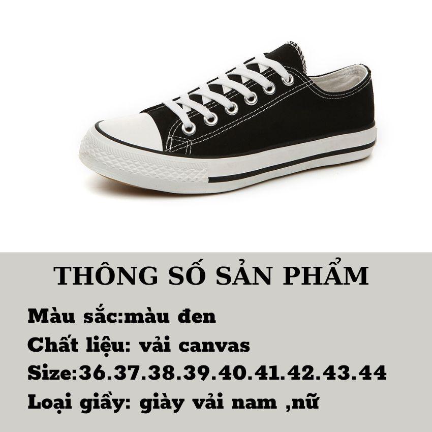 Giày Vải Nam Nữ Vải Canvas Cổ Cao Và Cổ Thấp Màu Đen,Giày Vải Học Sinh Sinh Viên GV01