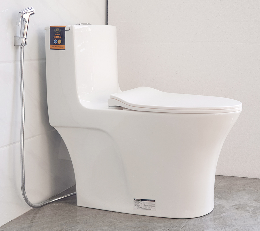 Bồn cầu 1 khối men Nano tuyết bóng sáng, nắp đóng siêu êm, 2 chế độ xả Eurolife EL-BC262