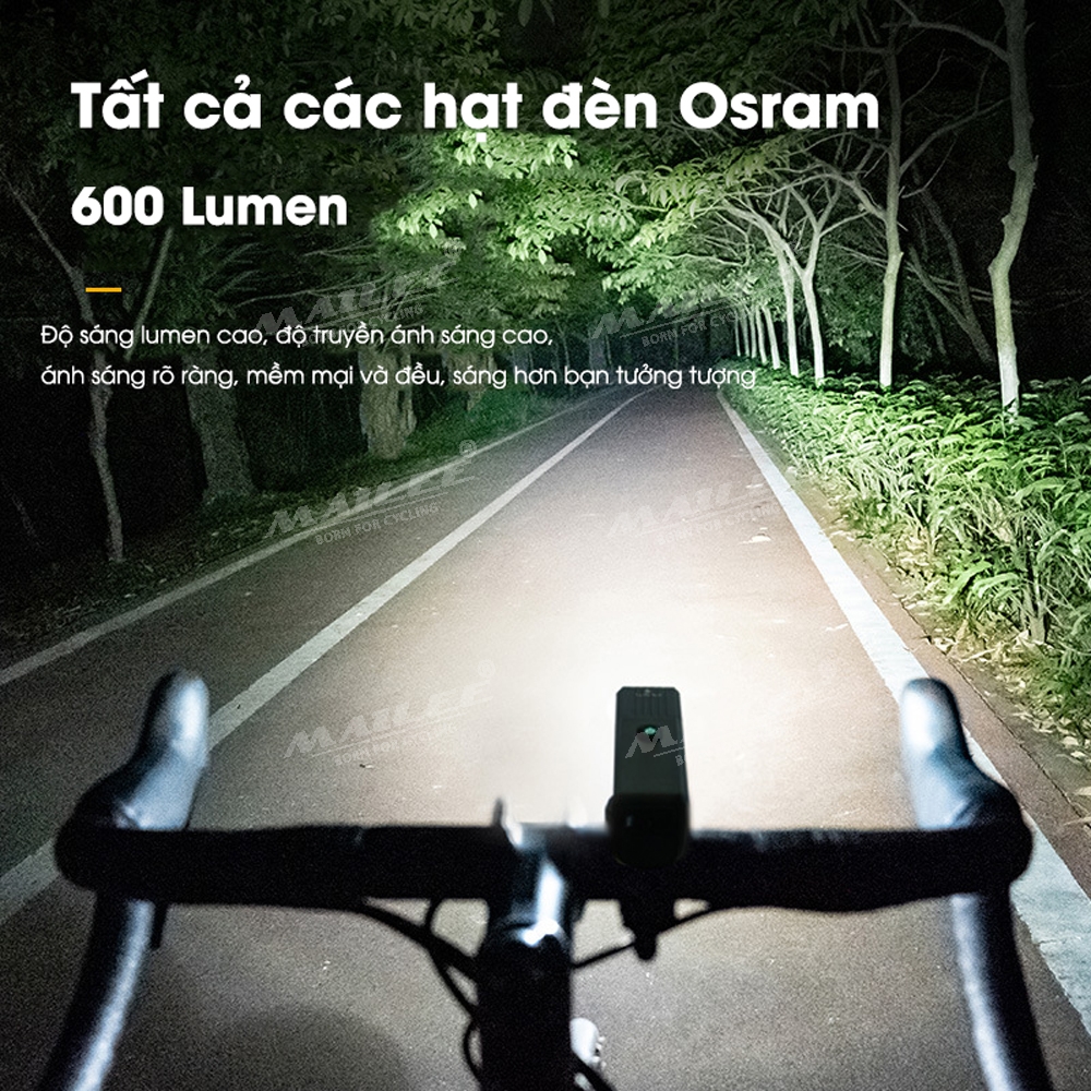 Đèn pha xe đạp gắn xe LD88-600LM độ sáng 600 lumen, pin dung lượng cao 2200mAh, chất liệu vỏ nhôm, chống nước IP66, có hỗ trợ pad gắn treo (2 tùy chọn) - Mai Lee
