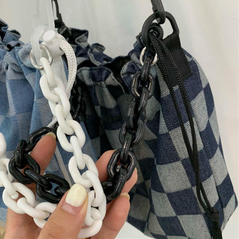 Túi Đeo Vai Nữ Đa Năng Đơn Giản Denim Túi Xách Tay Túi Tote Checkerboard Lưới Thời Trang Túi Nữ Denim Túi