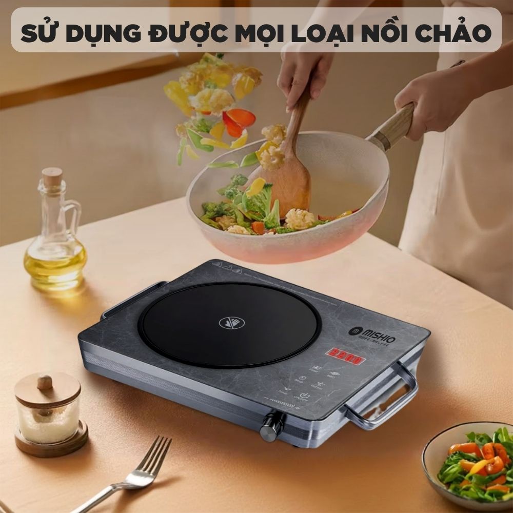 Bếp hồng ngoại Mishio MK417 mặt kính cường lực cao cấp - hàng chính hãng