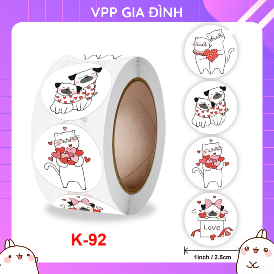 Cuộn Nhãn Dán Sticker Trang Trí Dùng Cho Học Tập Cuộc Sống Sổ Tay 500 Cái x 2.5cm