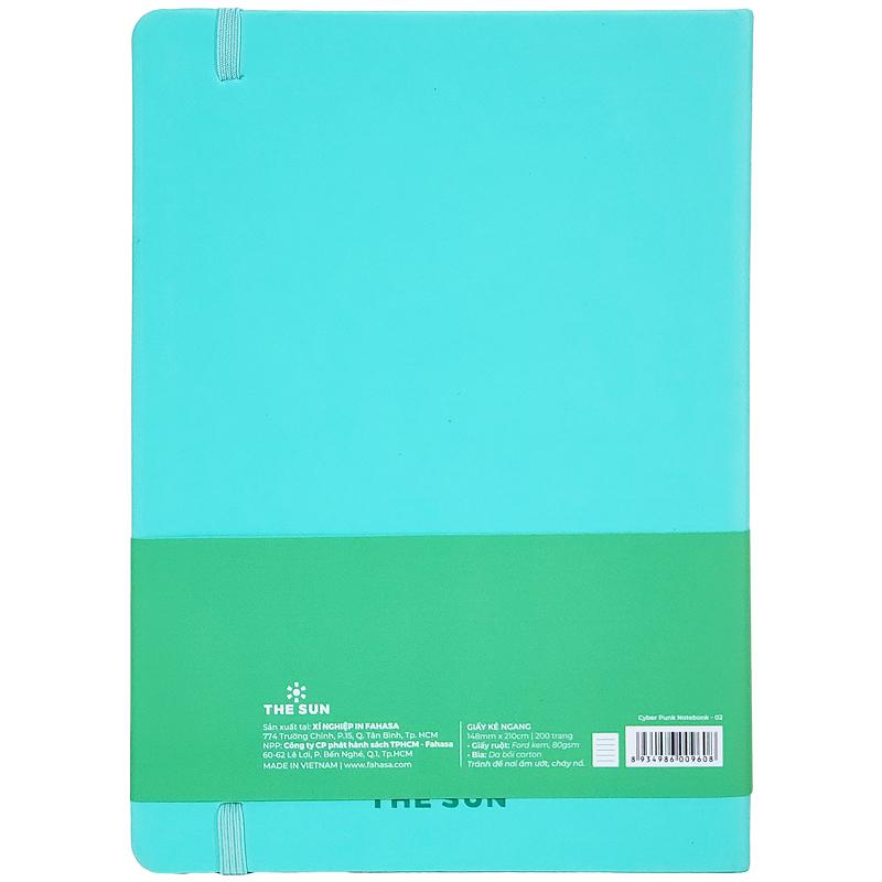 Sổ Bìa Da A5 - Kẻ Ngang 200 Trang 80gsm - Cyber Punk - The Sun 02 - Màu Xanh Mint