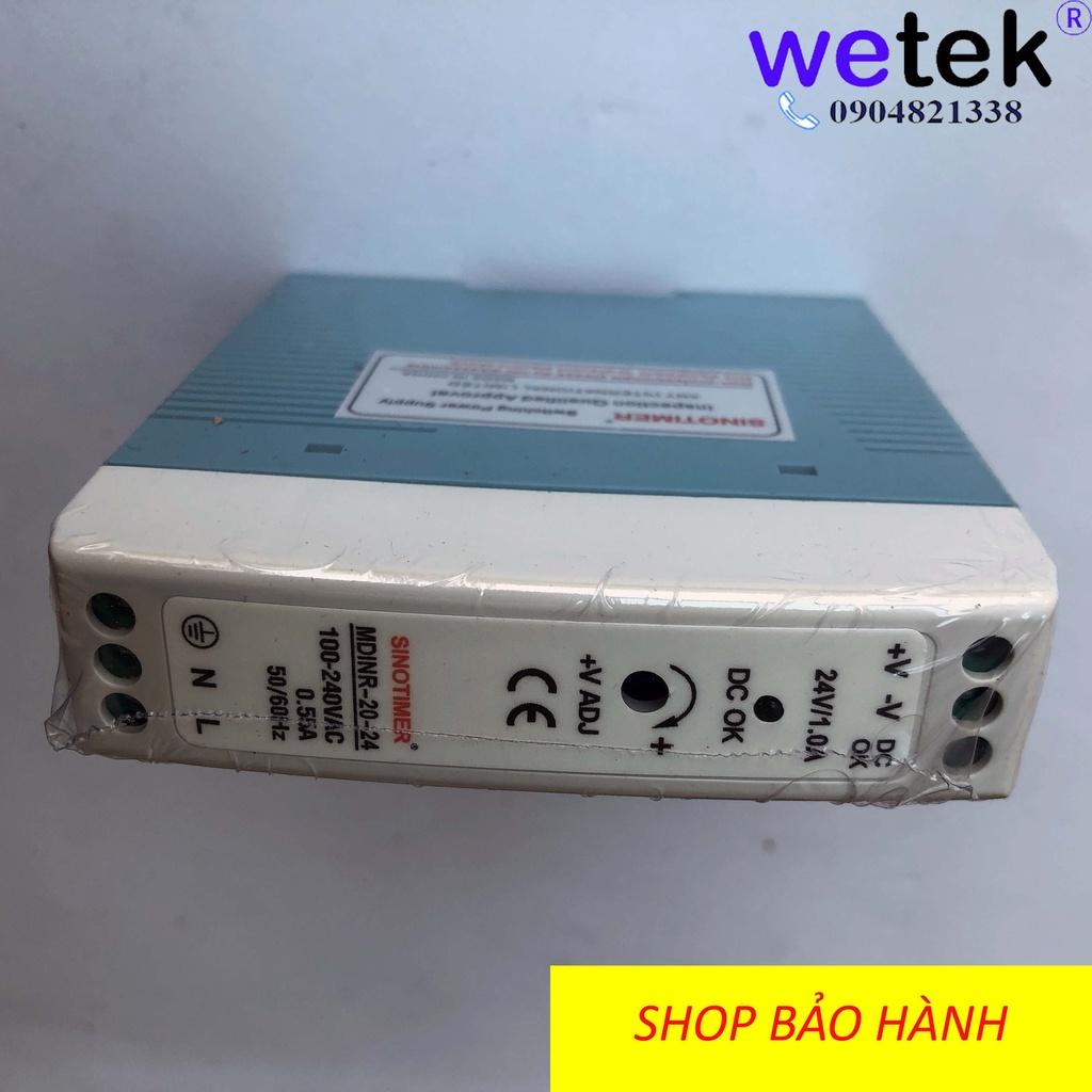 Nguồn xung cài DIN rail thương hiệu Sinotimer MDINR-20-24, 20W, 24Vdc, SMPS, hàng dự án, chứng chỉ, bảo hành đủ