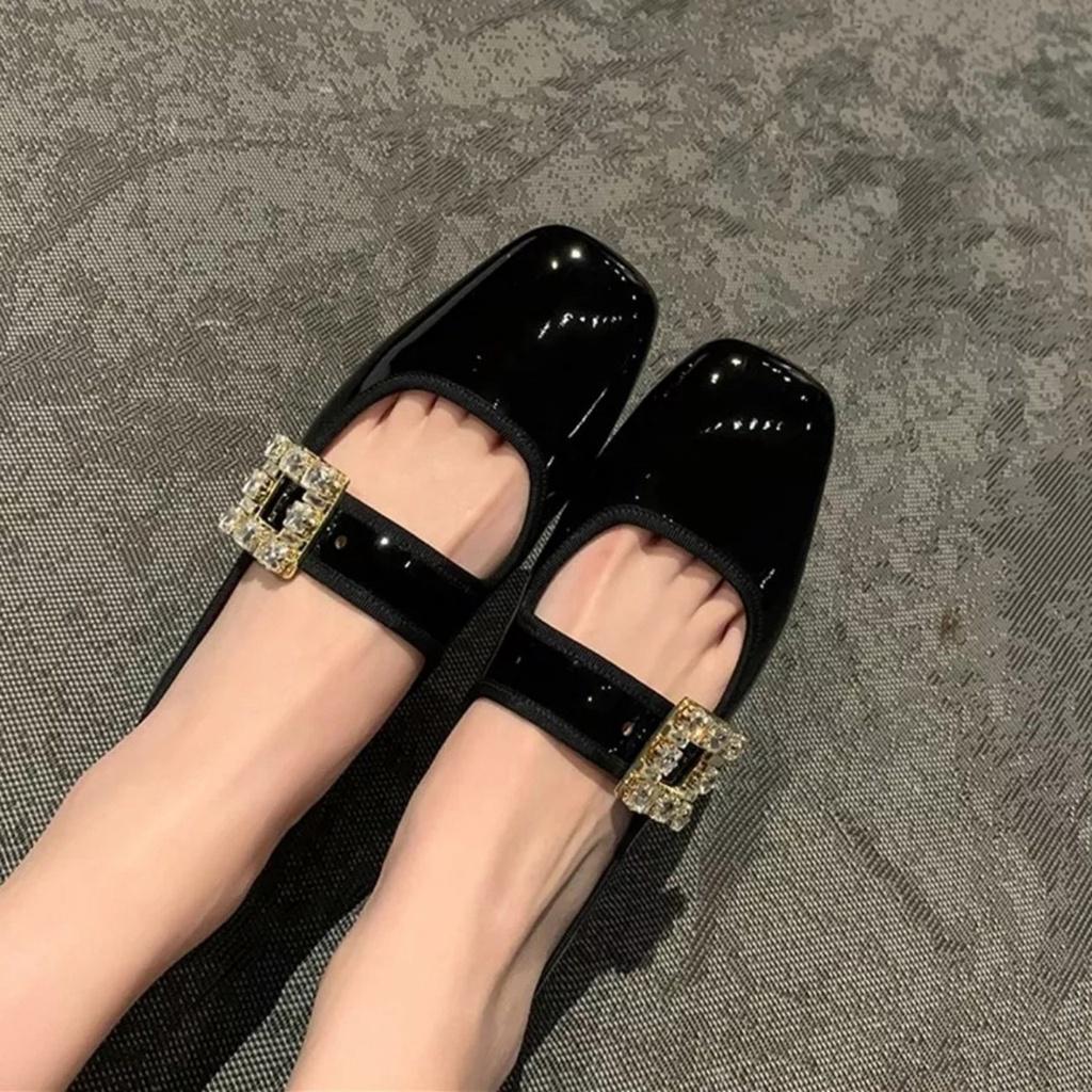 Giày marry búp bê khoá đá nhẹ nhàng da bóng siêu xinh- giày lolita (bệt đá