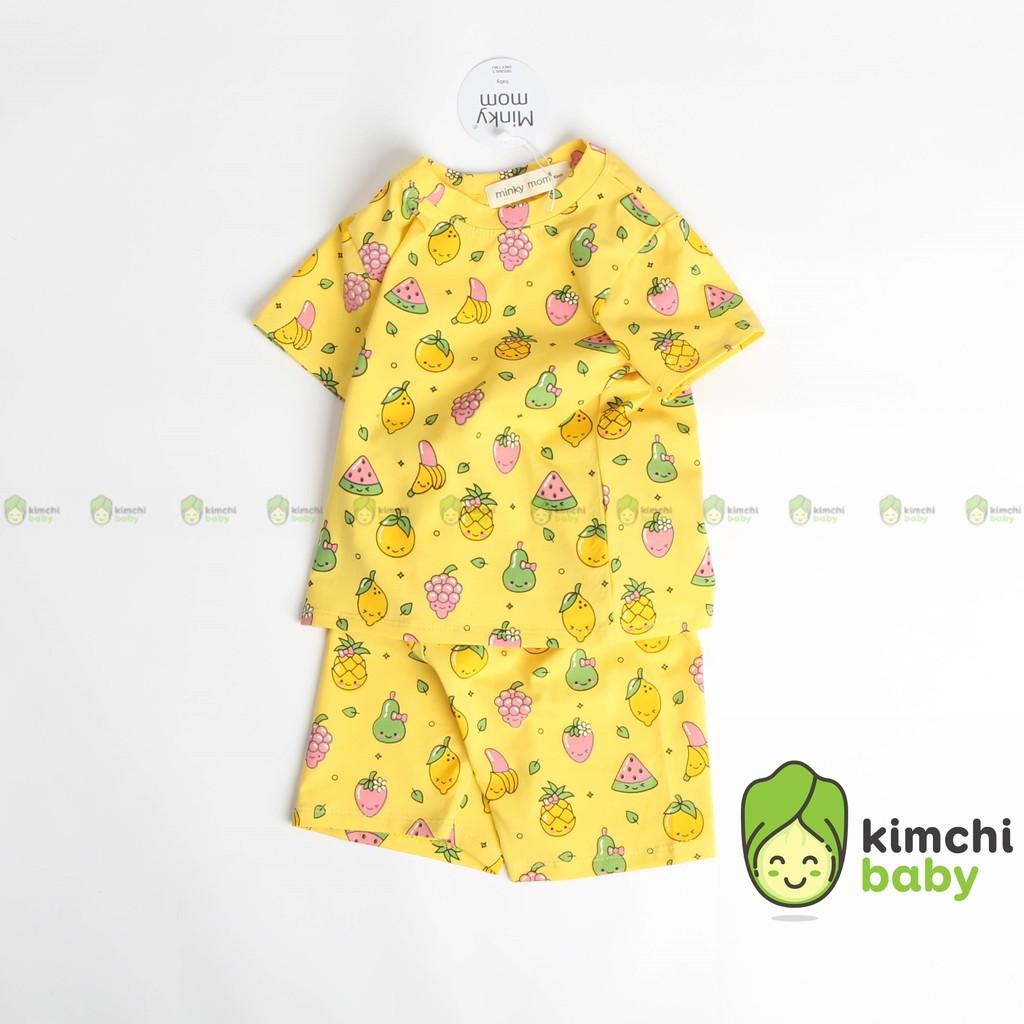 Đồ Bộ Bé Trai, Bé Gái Minky Mom Vải Cotton 100% Họa Tiết Bò Sữa In Nhỏ, Bộ Cộc Tay Cho Bé Mặc Nhà Mùa Hè MKM2126