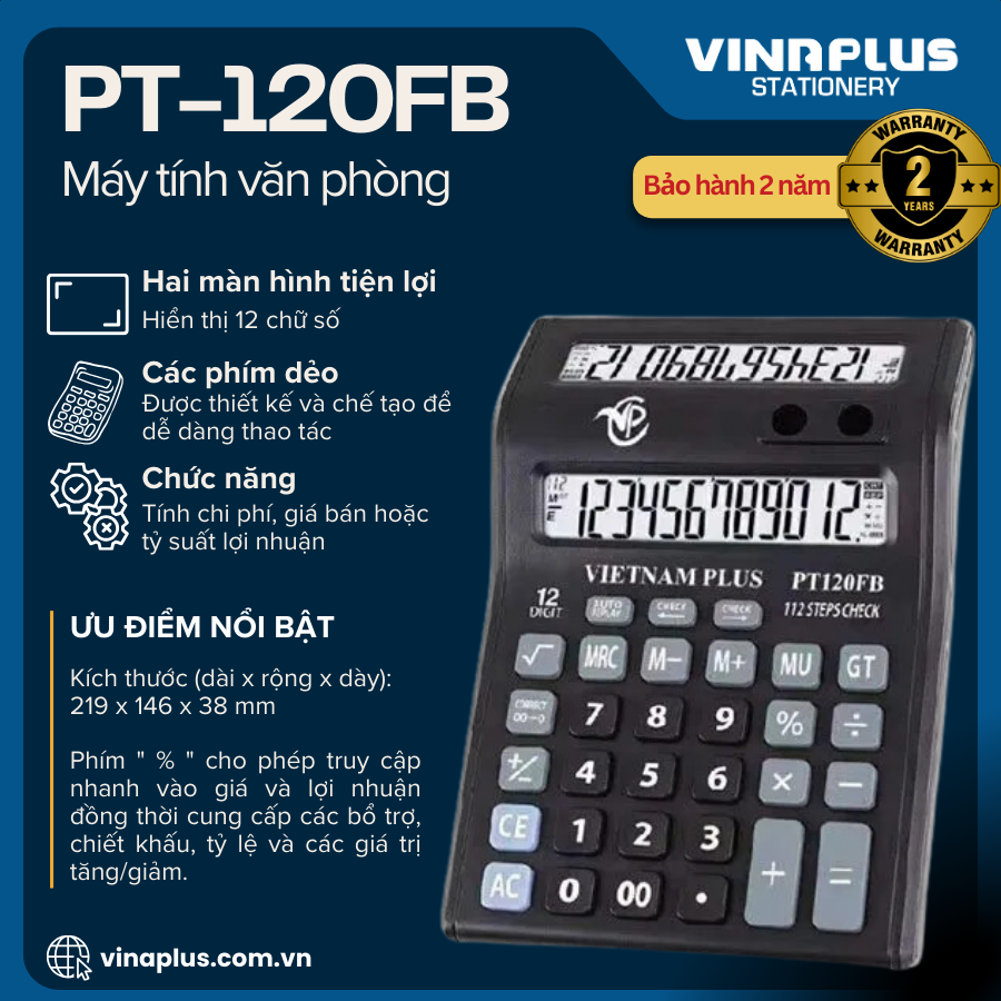 Máy tính hai màn hình Vinaplus PT-120FB Máy Tính Để Bàn - Hai Màn Hình Tính Tiền Tiện Lợi - Bảo Hành 2 Năm