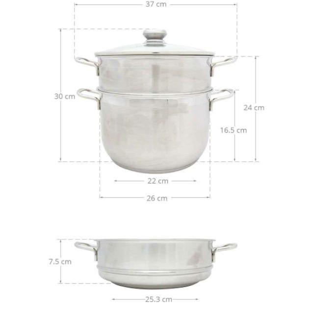 Bộ nồi xửng inox 3 đáy Fivestar 26cm