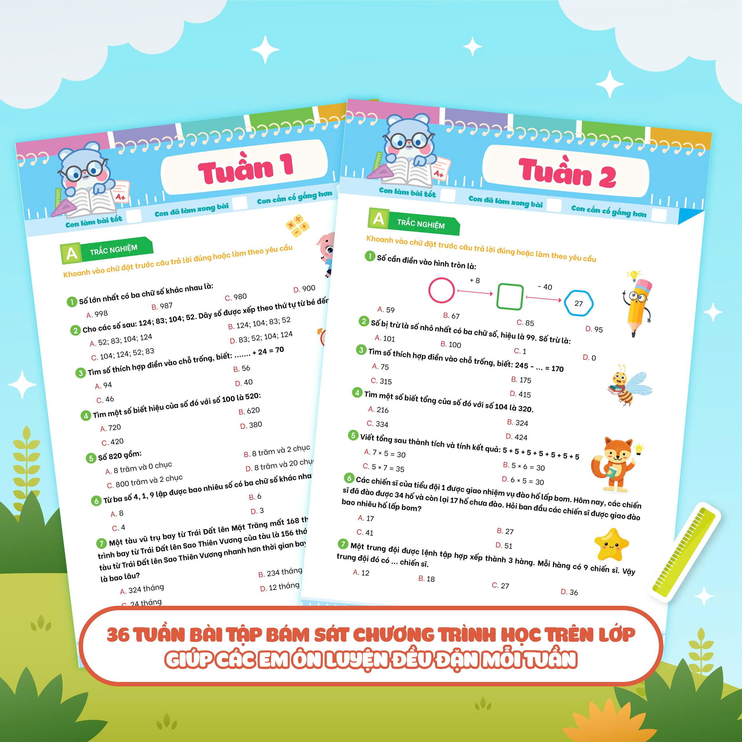 Sách Phiếu Bài Tập Củng Cố Toán Theo Tuần