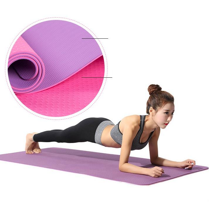 Thảm Tập Yoga TPE 2 Lớp 6mm Siêu Bền (TẶNG TÚI ĐỰNG THẢM )