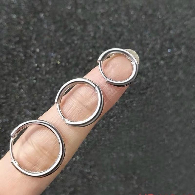 Bông tai khoen tròn bạc 925 xi kim,Khuyên tai tròn bạc 925 cho nam Minh Tâm Jewelry