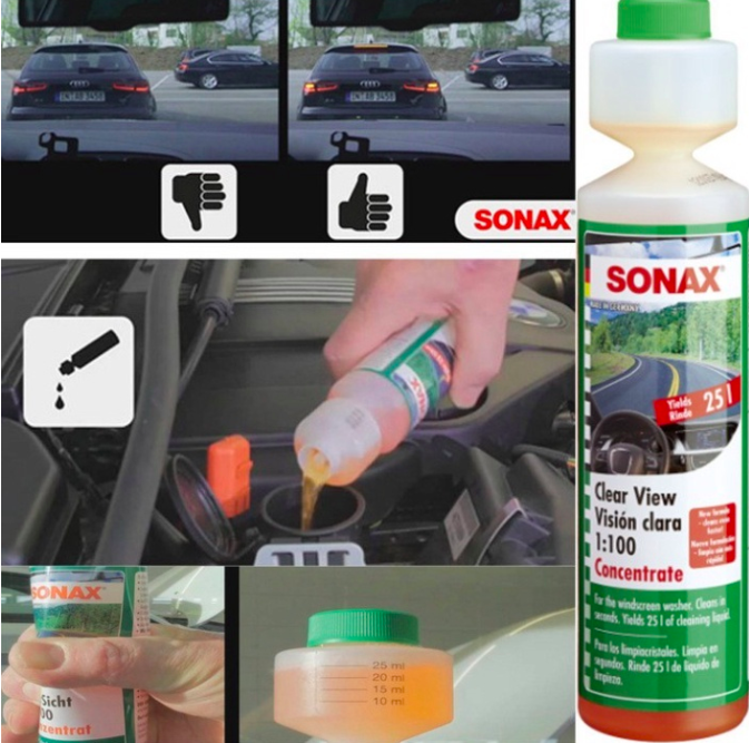 Nước rửa vệ sinh kính lái Sonax đậm đặc cao cấp - Nước làm sạch kính lái ô tô Sonax 250ml