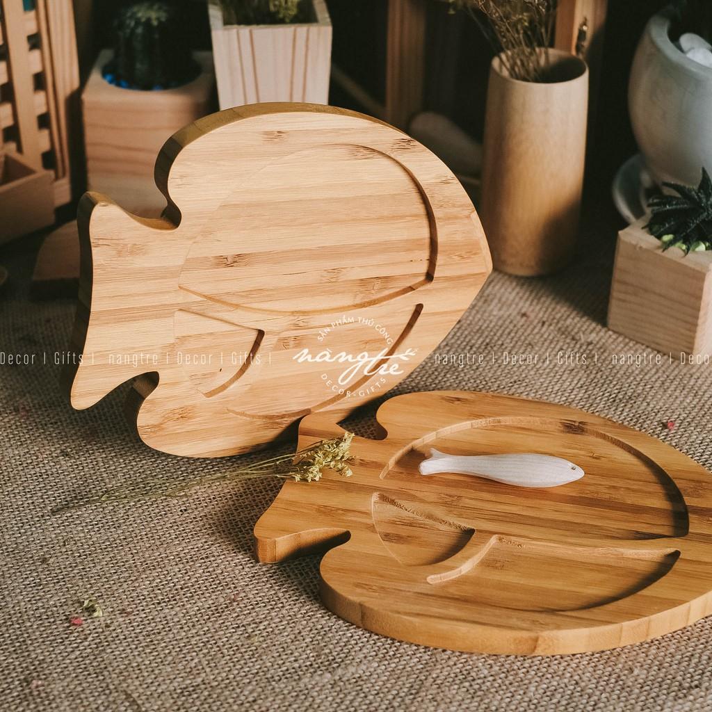 Khay gỗ tre ăn dặm con cá - Khay gỗ tre