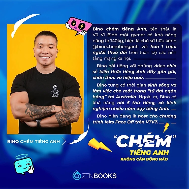 Chém Tiếng Anh Không Cần Động Não - Tác giả Vũ Vi Bình (Bino Chém tiếng anh) - Phiên bản đặc biệt