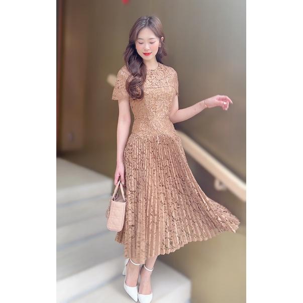 Đầm Thiết Kế Jen Dress Chất Liệu Vải Ren Cao Cấp Màu Nâu Tây - Váy ren Thiết Kế Thanh Lịch Sang Trọng