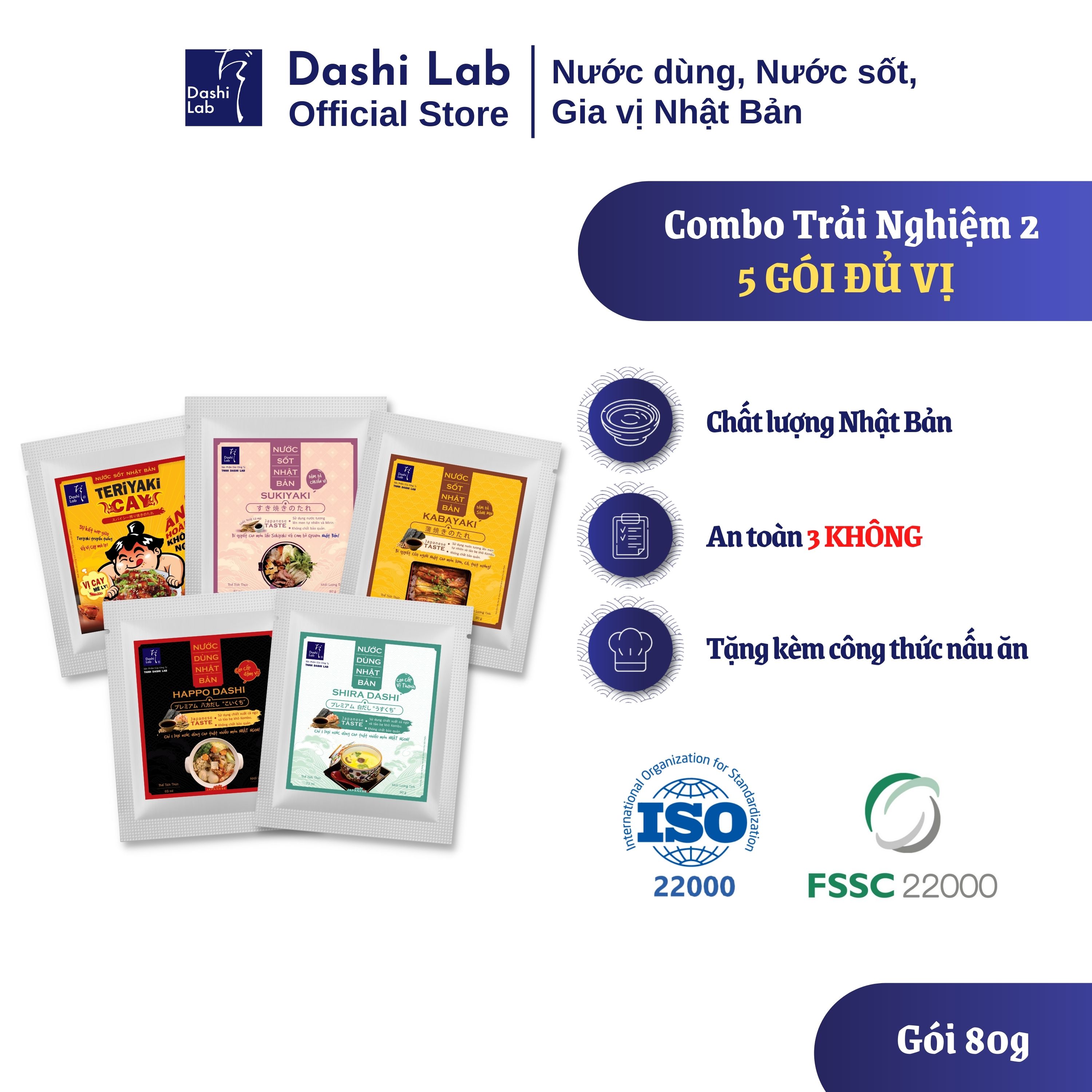 Combo 5 Gói Nước Sốt Nước Dùng Nhật Bản Đậm Đà Đủ Vị Để Ướp Đồ Ăn Hoặc Nấu Lẩu Cực Tiện Lợi DASHI LAB 80g