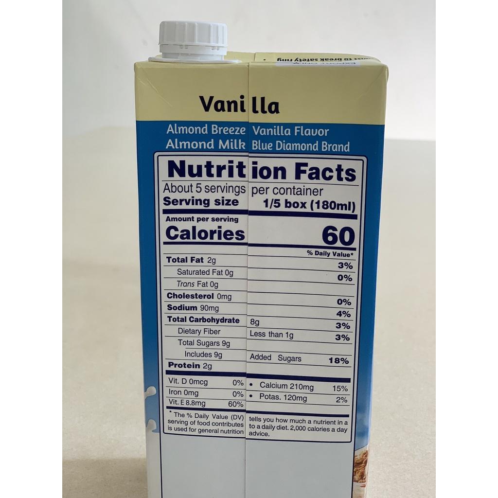 Thùng Sữa hạt hạnh nhân ALMOND BREEZE VANILLA 946ml (12 hộp) - Sản phẩm của TẬP ĐOÀN BLUE DIAMOND MỸ - Đứng đầu về sản lượng tiêu thụ tại Mỹ