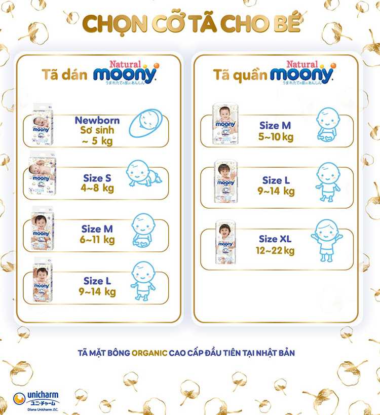 Bỉm Dán Moony Natural Newborn 63 miếng nội địa Nhật