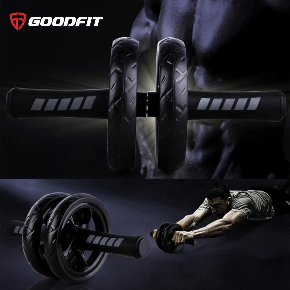 Con lăn tập bụng, con lăn tập cơ bụng 2 bánh GoodFit tay cầm lõi thép chịu tải 150kg, tập gym tại nhà Goodfit GF601AB