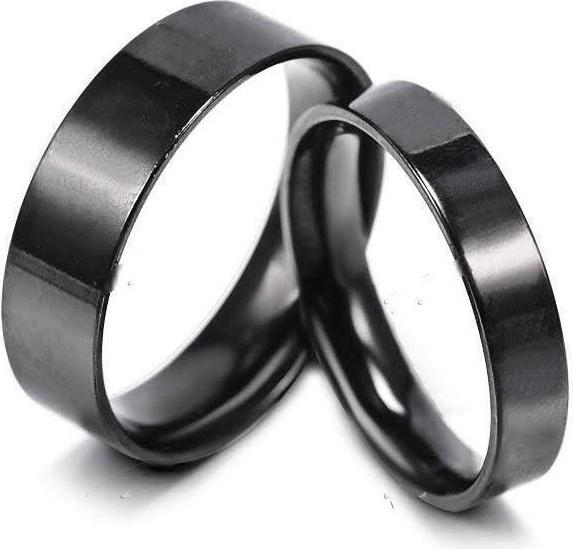 Nhẫn cặp tình nhân inox trơn đen NC132