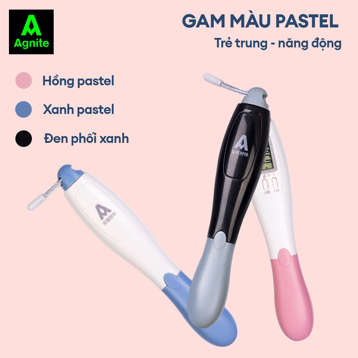 [THIẾT KẾ MỚI] Dây nhảy đếm số điện tử Agnite tích hợp nhiều chế độ, nhỏ gọn, dễ dàng sử dụng để tập luyện tại nhà