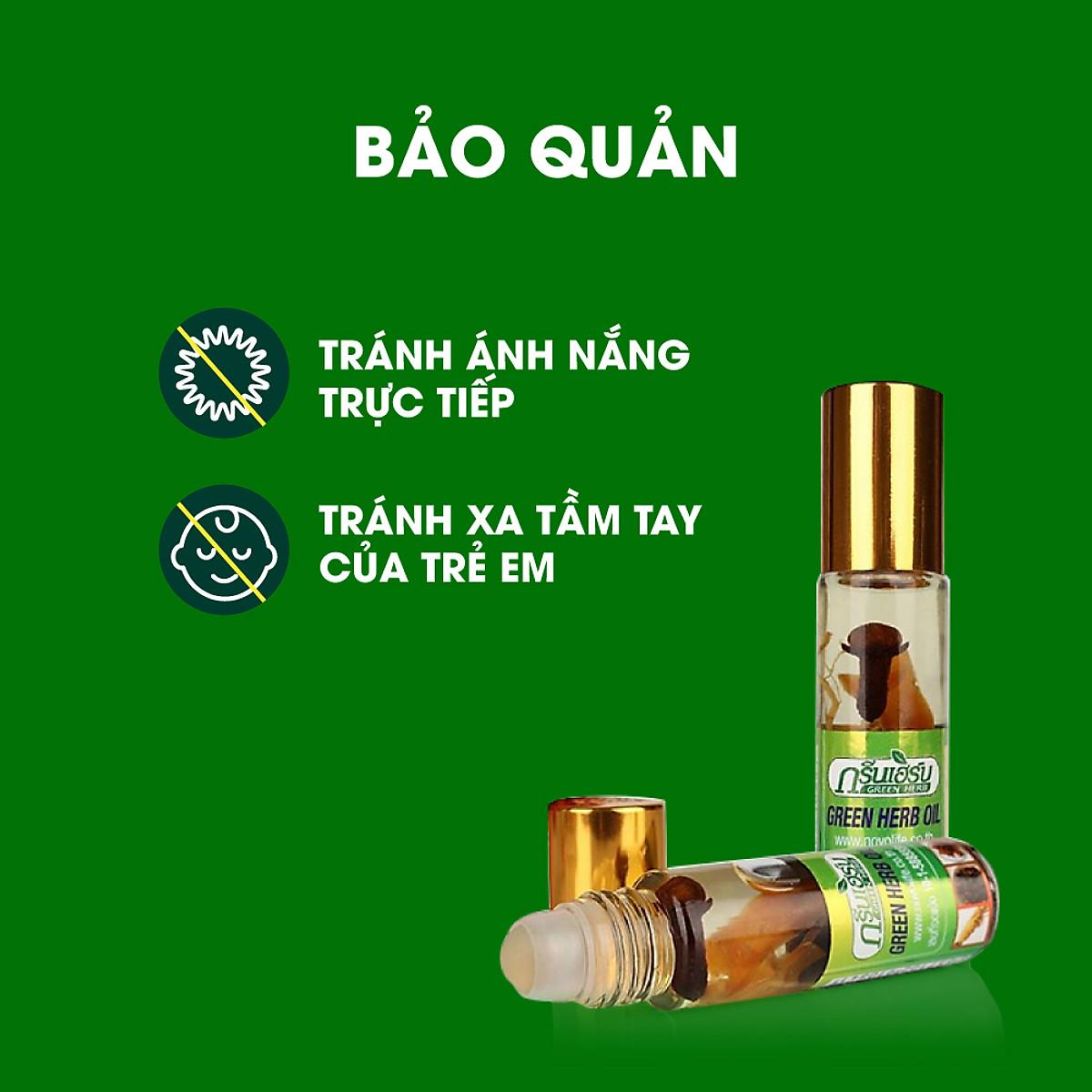 Bộ 12 Chai Dầu Lăn Thảo Dược Nhân Sâm Green Herb Oil Thái Lan 8ml