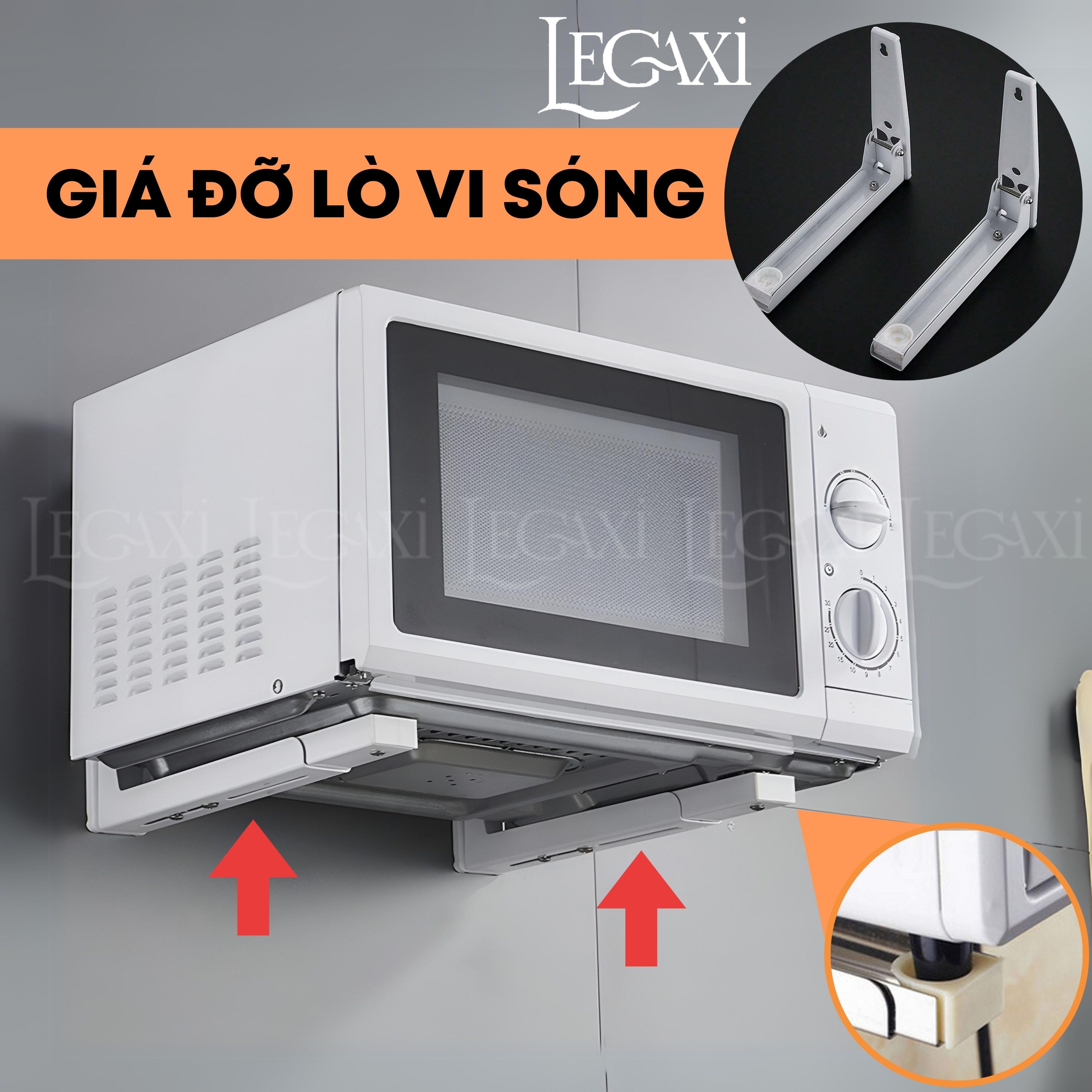 Giá đỡ lò vi sóng kim loại INOX không gỉ gấp gọn nhà bếp kệ treo lò nướng wifi ổ điện Legaxi