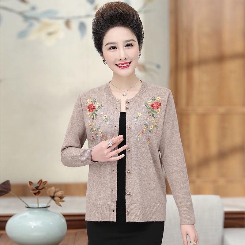 Áo Khoác len trung niên nữ, áo len nữ cardigan mỏng mùa thu