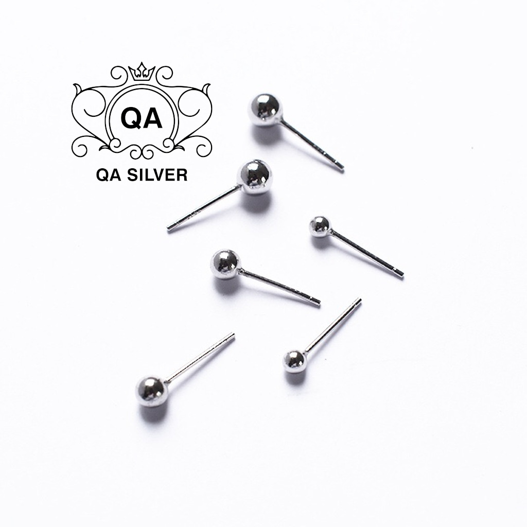 Bông tai nụ bạc tròn khuyên nam nữ bi trơn tối giản S925 BASIC Silver Earrings QA SILVER EA170508